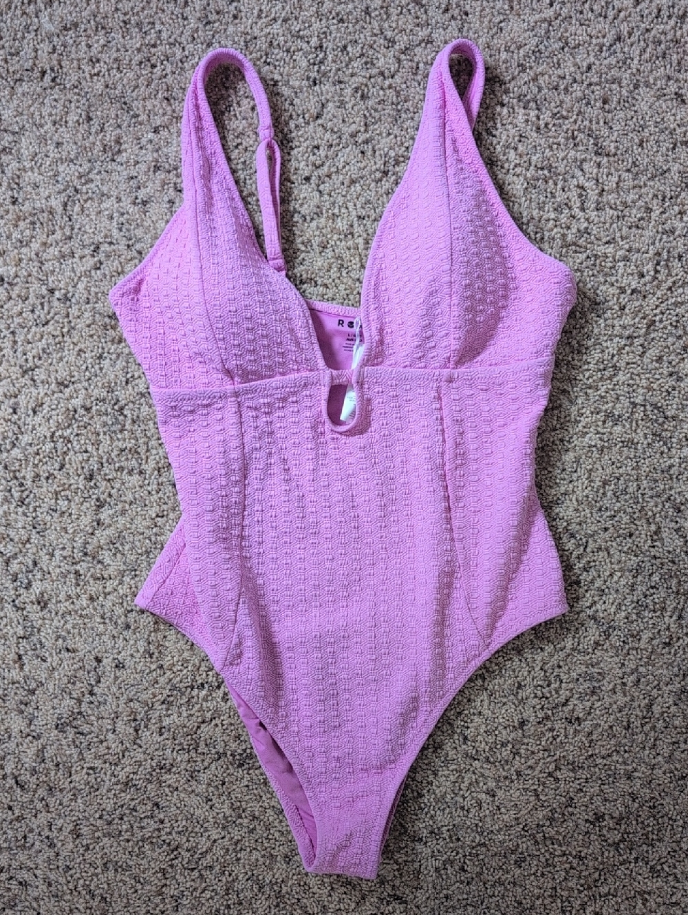 Roxy Pink Textured One-Piece Swimsuit
